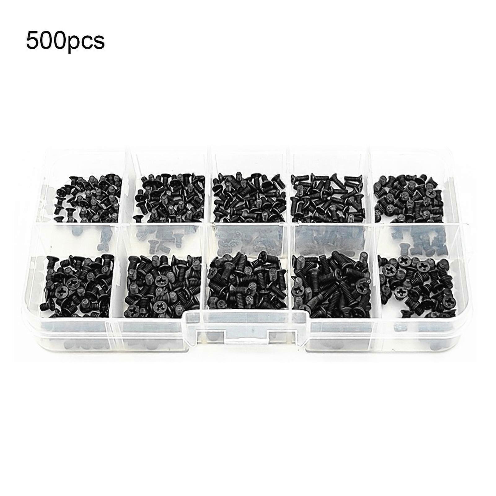 500Pcs M2-M3 Screws Complete Uniform Carbon Steel Assorted Countersunk Screw Set for Consumer Electronics JIKAIX