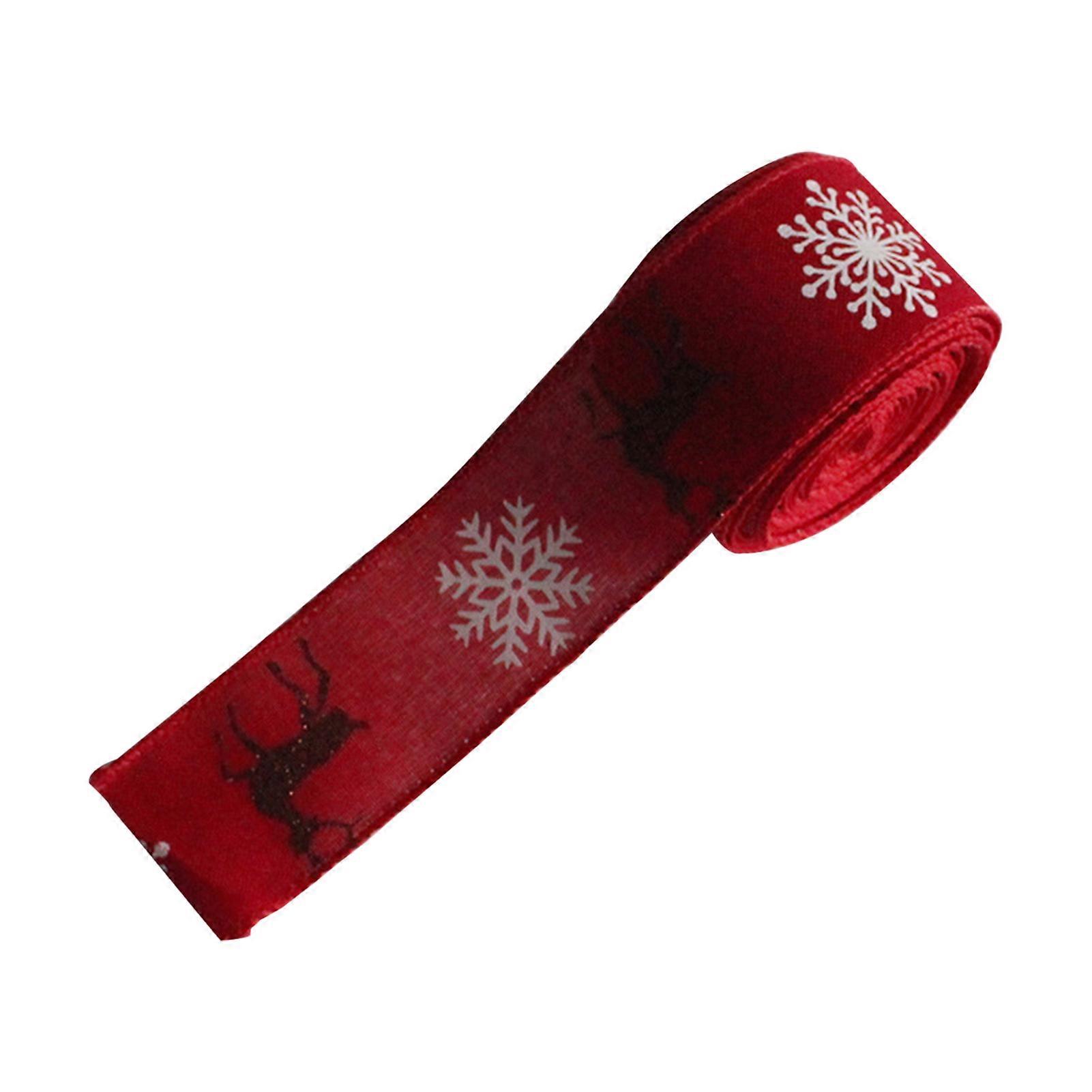 1 Roll Fabric Ribbon Durable Multi-Use Elk Pattern Card Making Gift Wrapping Ribbon for Christmas JIKAIX
