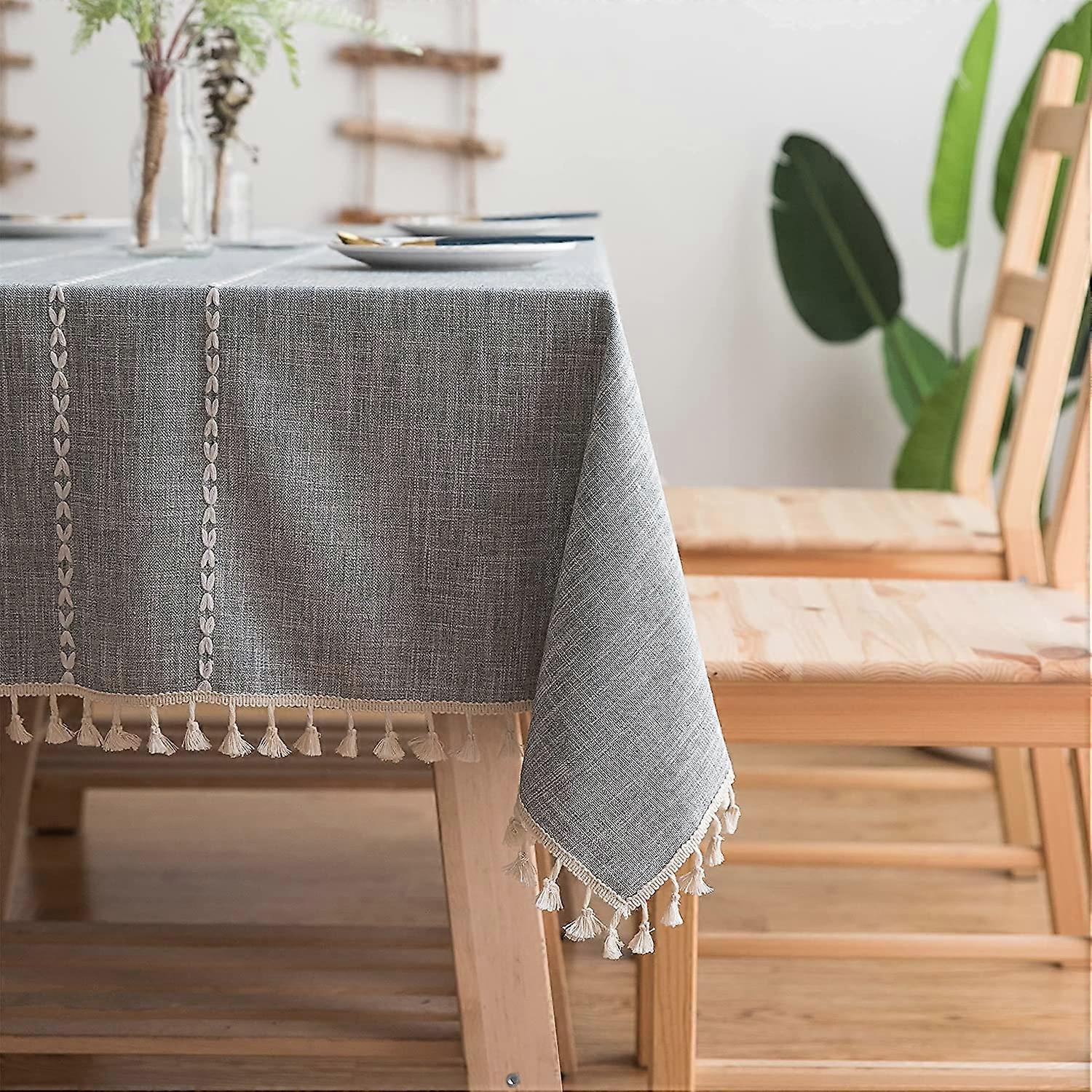 Mantel rectangular resistente a las manchas, manteles de lino de algodón, mantel rectangular de 140x180cm