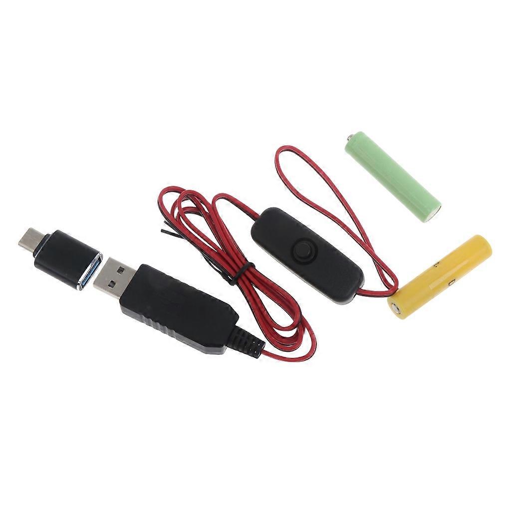 2m/6.56ft Universal Type-C/USB to 3V AAA Dummy Battery Power Cable with Switch