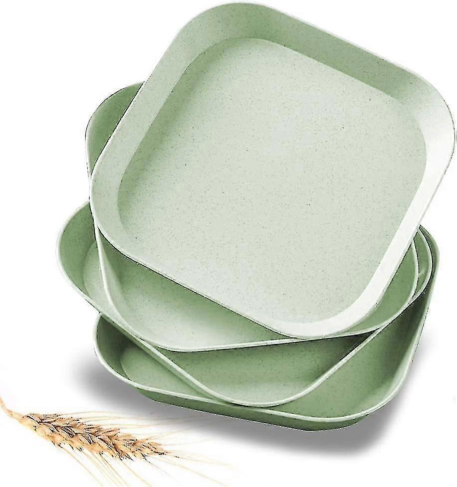Durable Salad Plate Bread Plate Set, 4 Mini Square Light Wheat Straw Plate Set