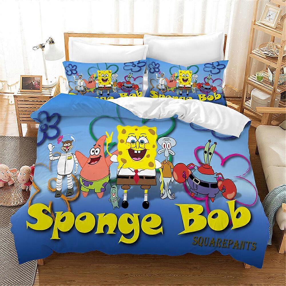 v3334 Bed Sheets    Super  Bed  Doona Duvet Cover Set SpongeBob Bed Sheets IU3334
