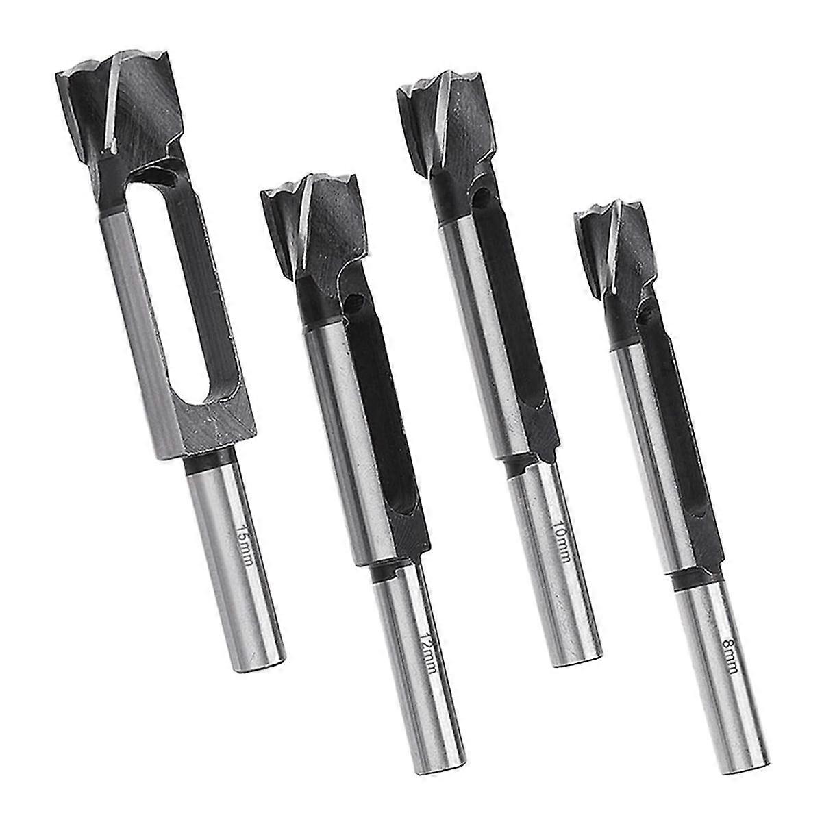 4 PCS 8/10/12/15mm Wood Dowel Plug Cutter with 13mm Shank, Tenon Dowel Cutting Tools Woodworking Drill Bit