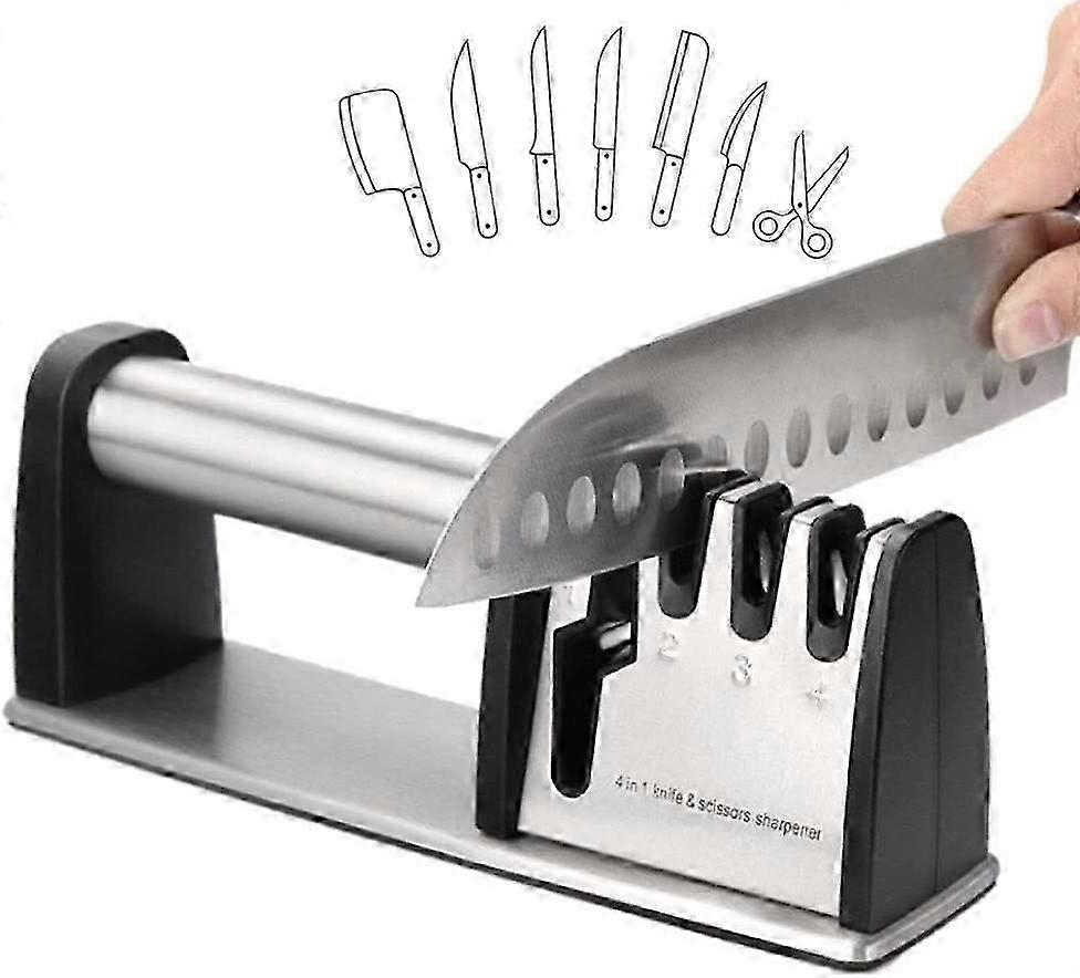 Professional Knife Sharpener, 4-in-1 Kitchen Sharpener Manual Knife Sharpener