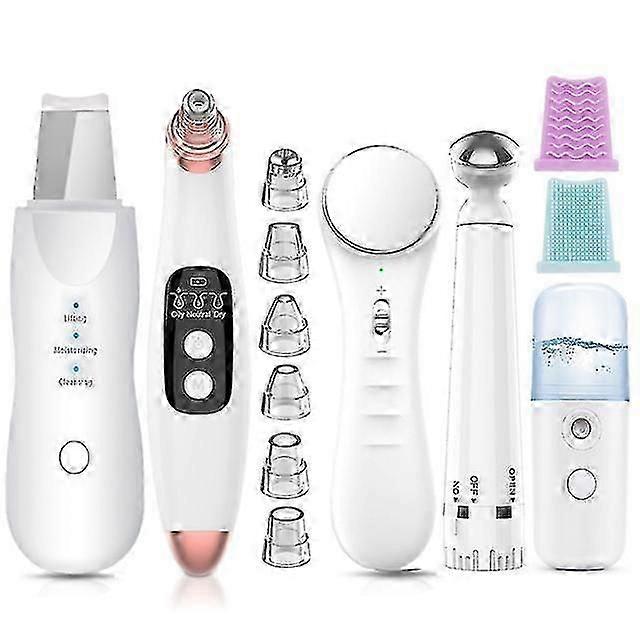Ultrasonic Skin Scrubber+blackhead Remover Electric Pore Cleaner+nano Spray Face Steamer+facial Massager Instrument+eye Beauty