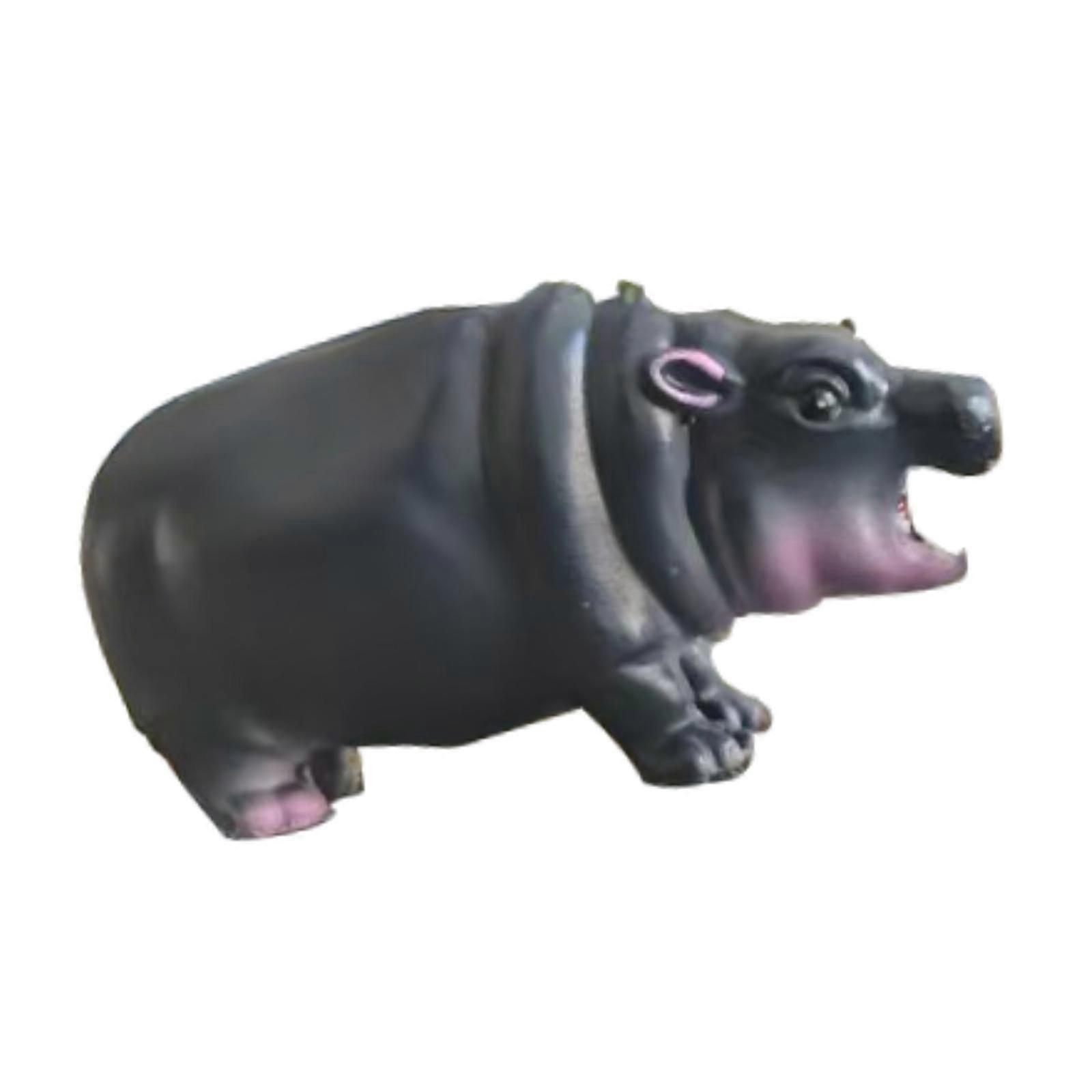 Hippo Statue Modern Collectible Resin Ornament for TV Cabinet Desktop Indoor Black