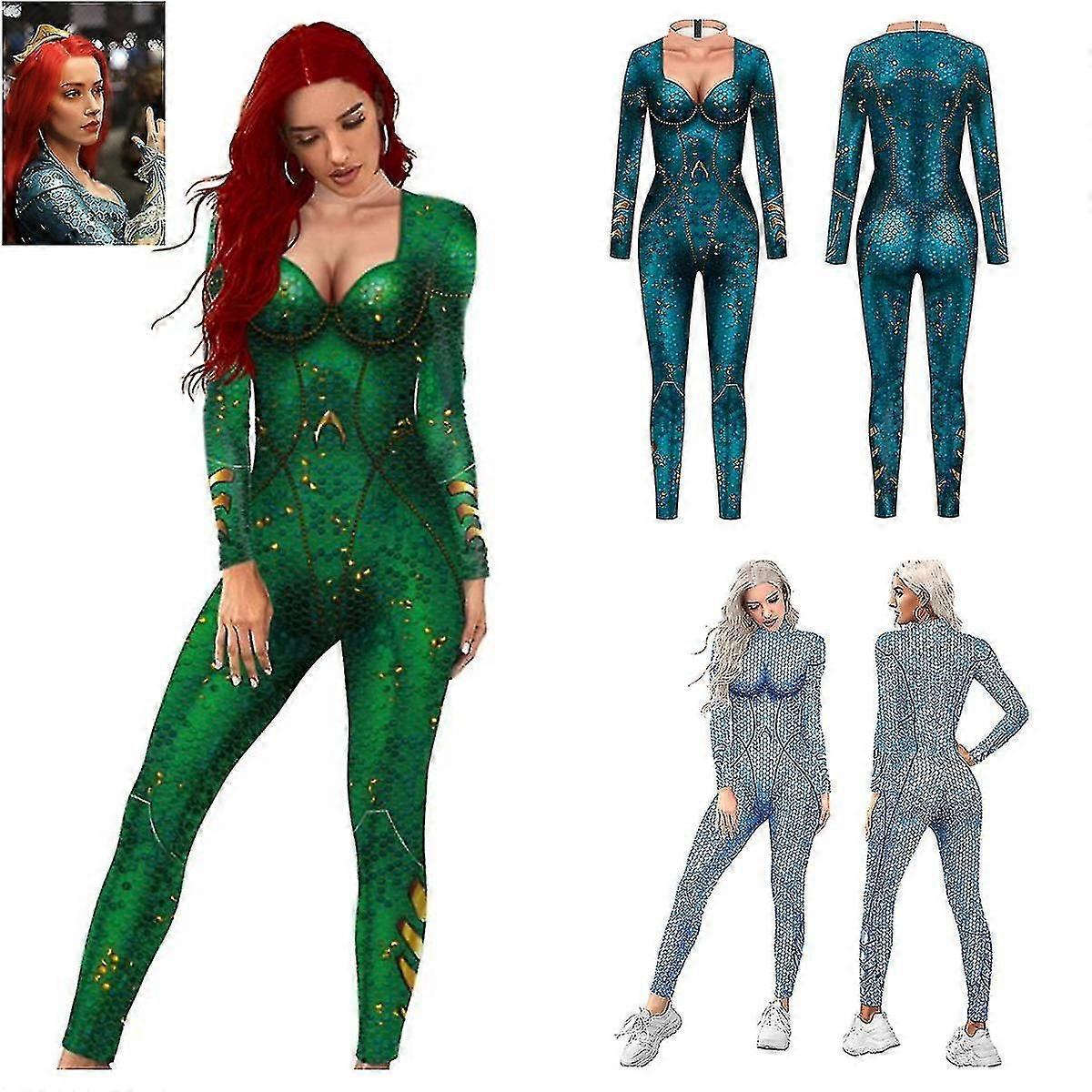 アクアマン アーサーカレー アトランティス クイーンメラ キャットスーツ コスプレ ジャンプスーツ ハロウィン 女性 女の子 全体カーニバル ファンシーボール ボディスーツ