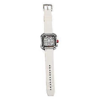 Orologio meccanico con cinturino in silicone bianco argento: orologio scheletro sportivo resistente all'acqua 30m in lega per uomo