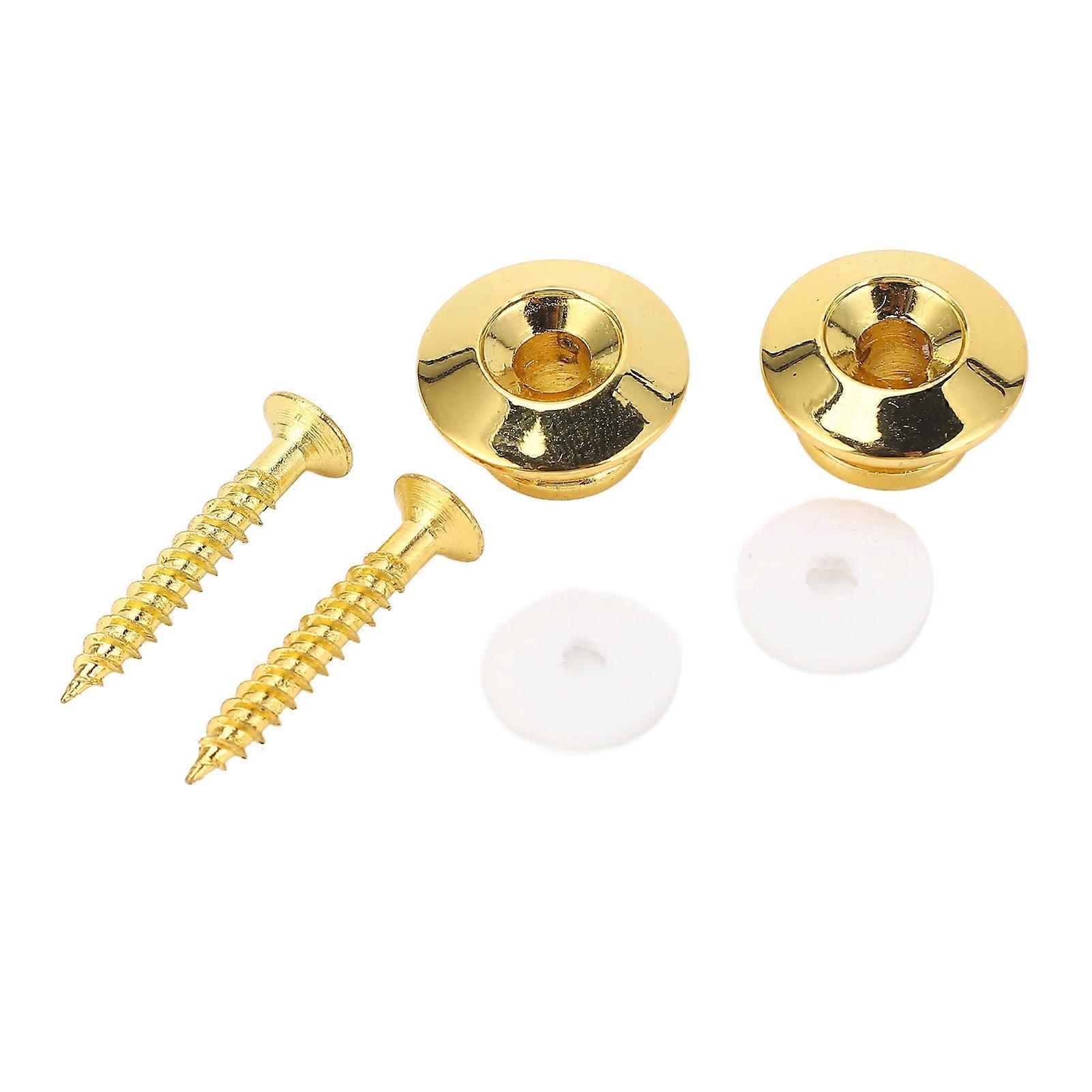 2 Pcs Guitar Strap Button Secure Locking Gold Metal Universal Guitar Strap End Pins 
