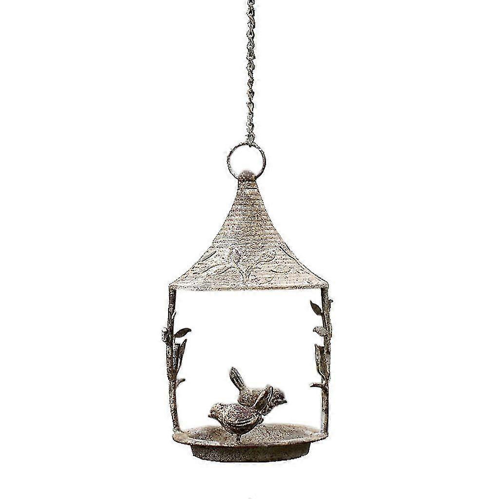 אמבט ציפורים מתכת כפרי מזין ציפורים קערת מים ציפורי בר תלויה עם שרשרת - טוב