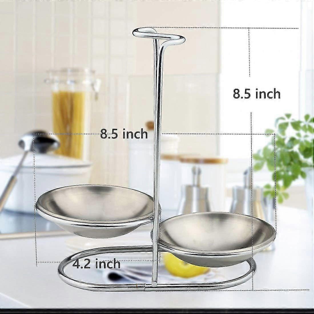 Stainless Steel Spoon Rest Holder,long Handle Vertical Spac Saving Soup Ladles Holders, Ladle Rest Soup Ladle Holder Sier (double)