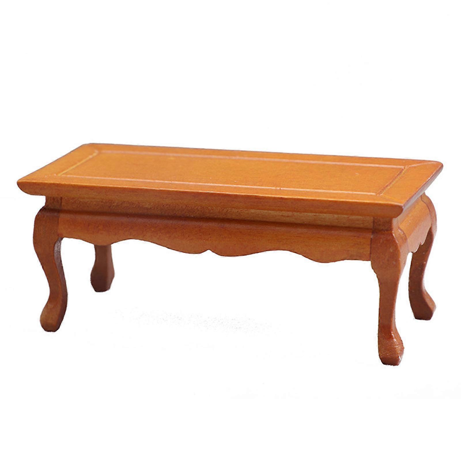 Mini Furniture Coffee Table Model Dining Table Toy Tiny Simulation Coffee Table Model Wood Dollhouse Accessories Yellow