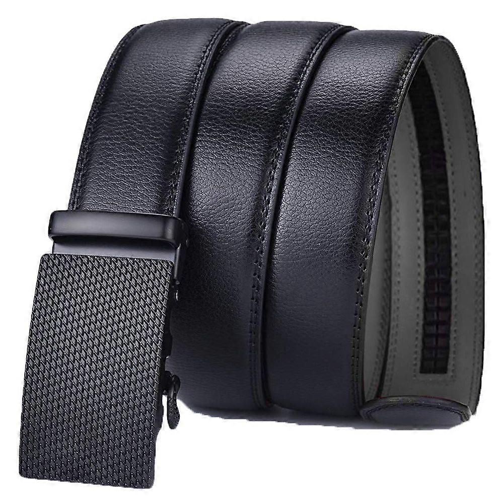 حزام أسود رجالي من الجلد الحقيقي مع مشبك أوتوماتيكي