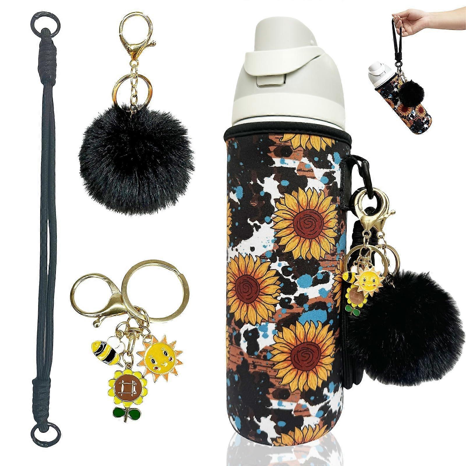 24oz Water Bottle Sleeves with Cute Strap - Insulated Neoprene, Lightweight, Colorful Designs, Compatible with Standard Bottles