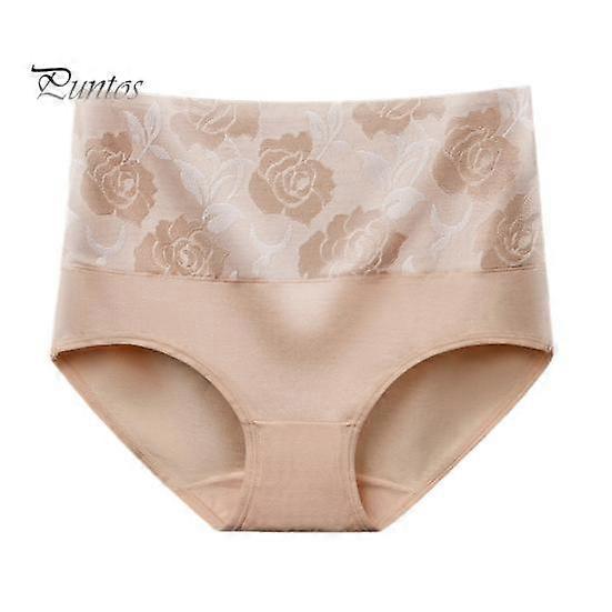 Women Panties High Waist Tummy Control Butt-lifted Great Elasticity Flower Pattern Soft Anti-septic Belly Support Breathable Lady Sports Underpants