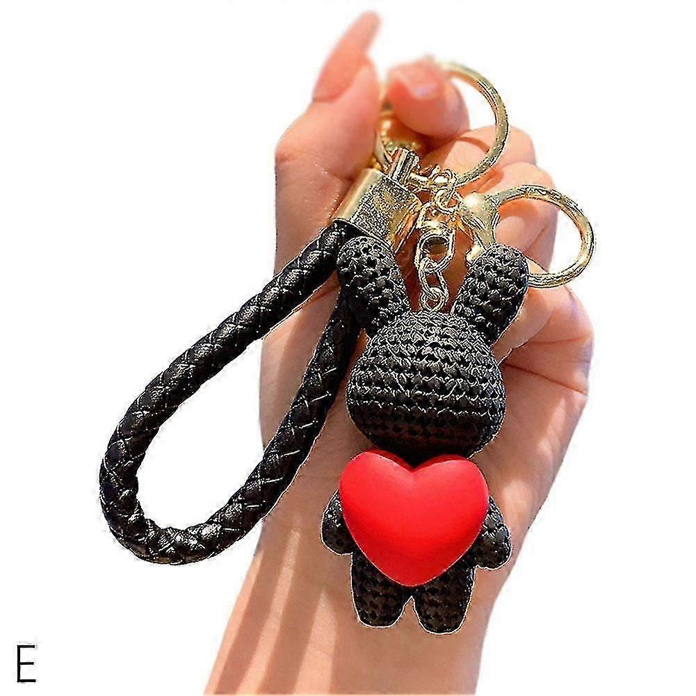 שרף יצירתי לב ארוג אהבה ארנב מחזיק מפתחות זוג תרמיל תליון רכב