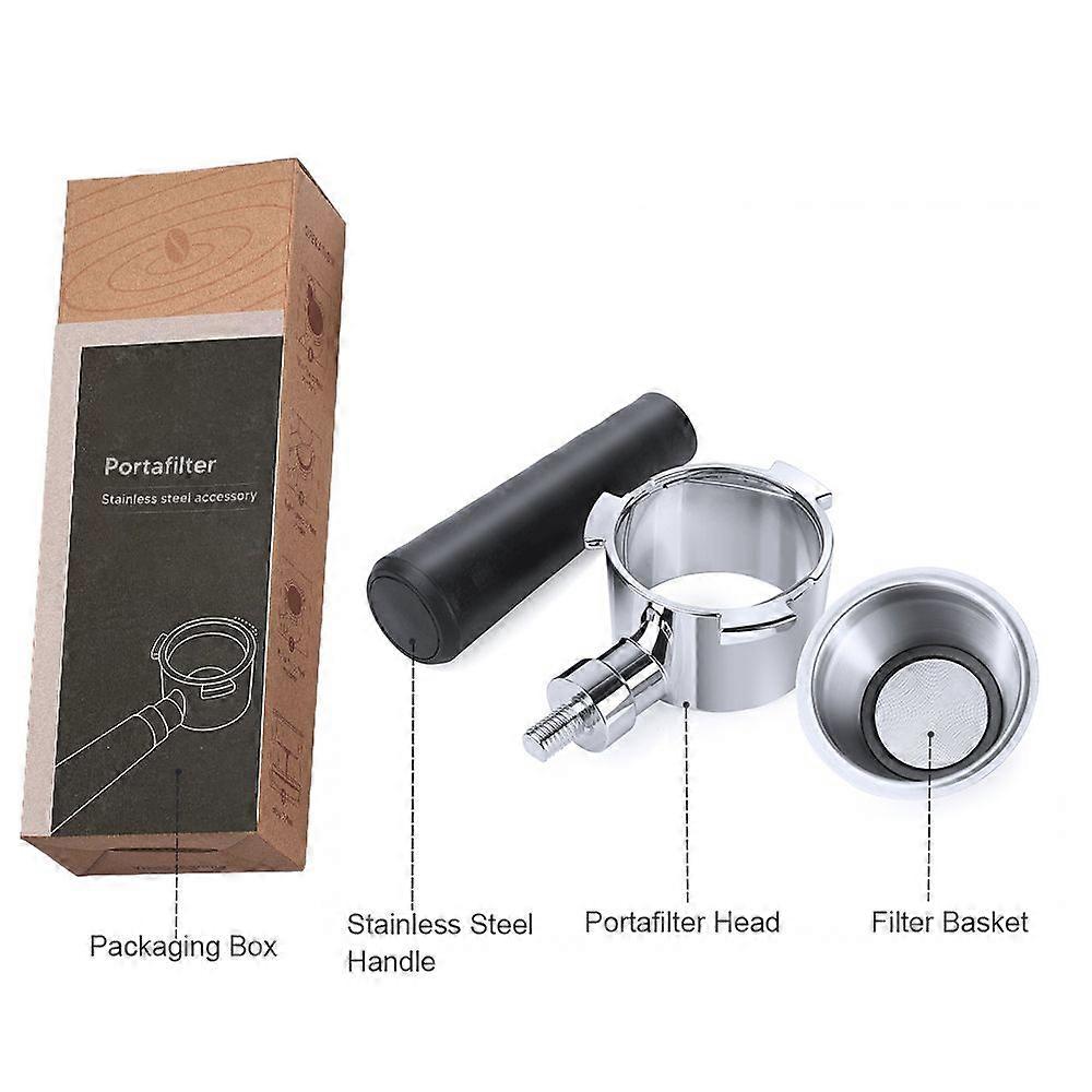 51mm Bottomless Naked Portafilter Filter Basket Included 3 Ears Stainless Steel Replacement Parts Basket Portafilter Handle with Cleaning Brush Spoon
