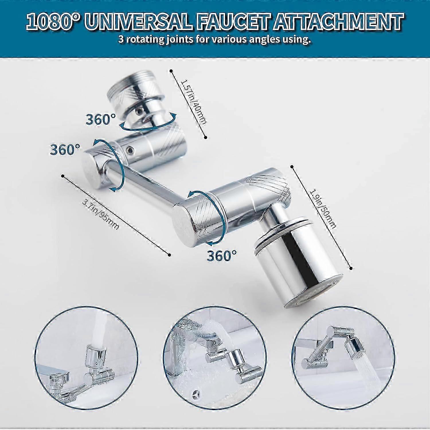 Faucet Extender, 1080 Swivel Faucet Extender 2 Mode Sprayer Bathroom Faucet Head Kitchen Sink Splash Guard Filter Faucet