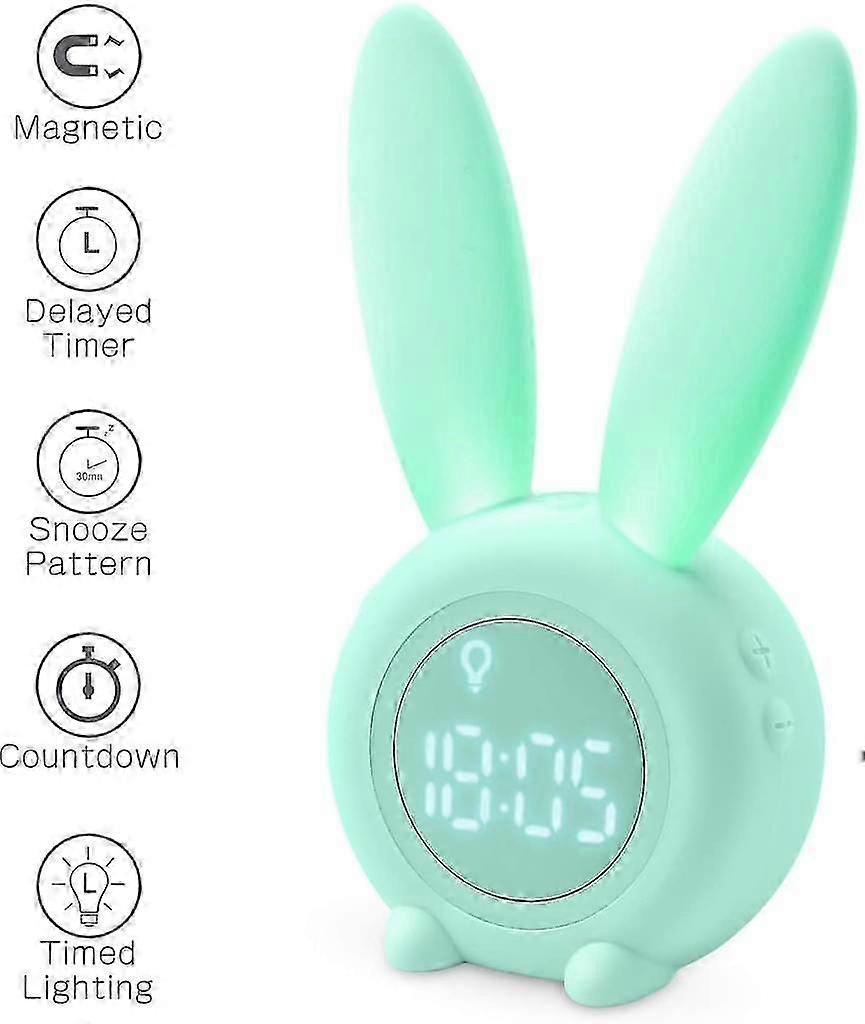 子供の軽い目覚まし時計かわいいウサギの目覚め子供の目覚まし時計創造的なベッドサイドランプのスヌーズ機能
