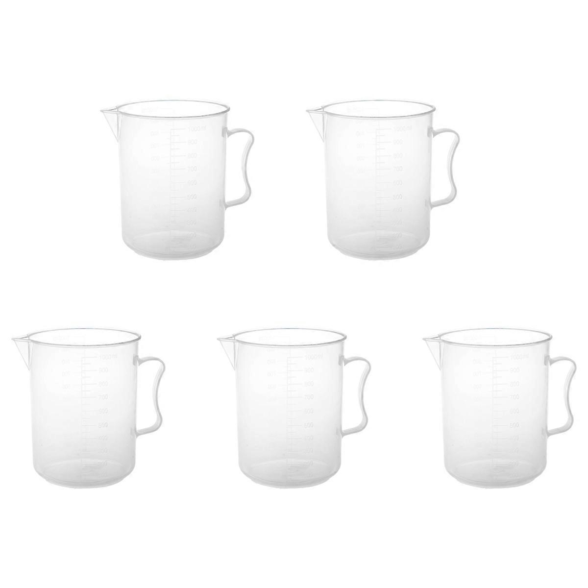 5X 1000ml Transparent Graduated Beaker with Handle