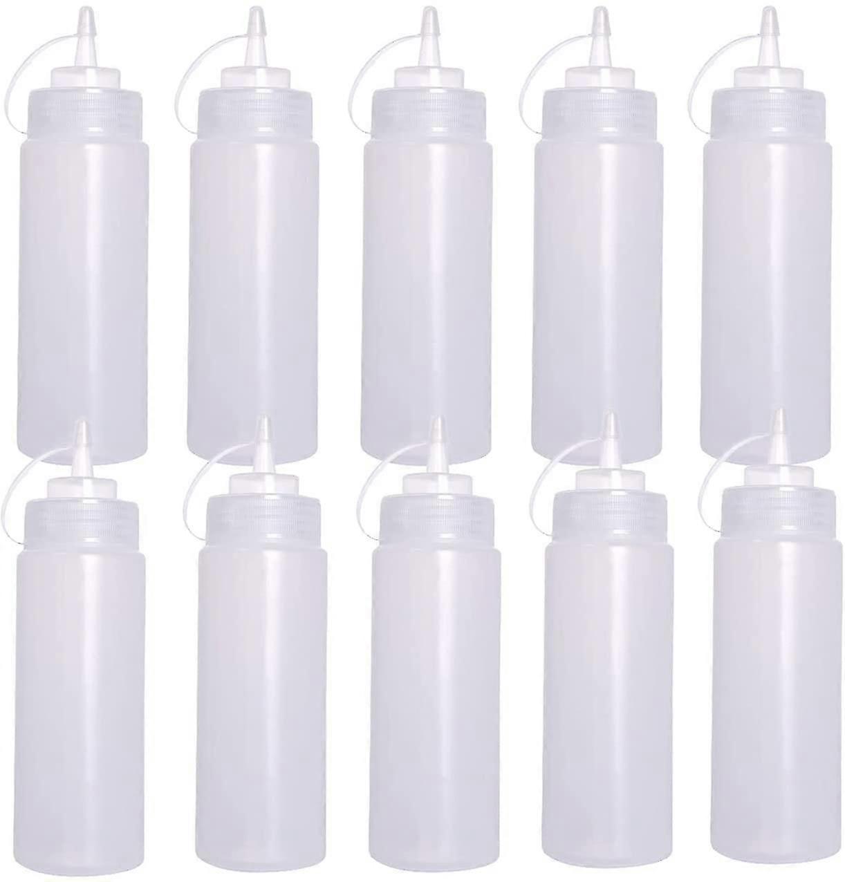 10 Pcs Condiment Squeeze Bottles, Plastic Sauce Bottles 240ml, Sauce Bottle