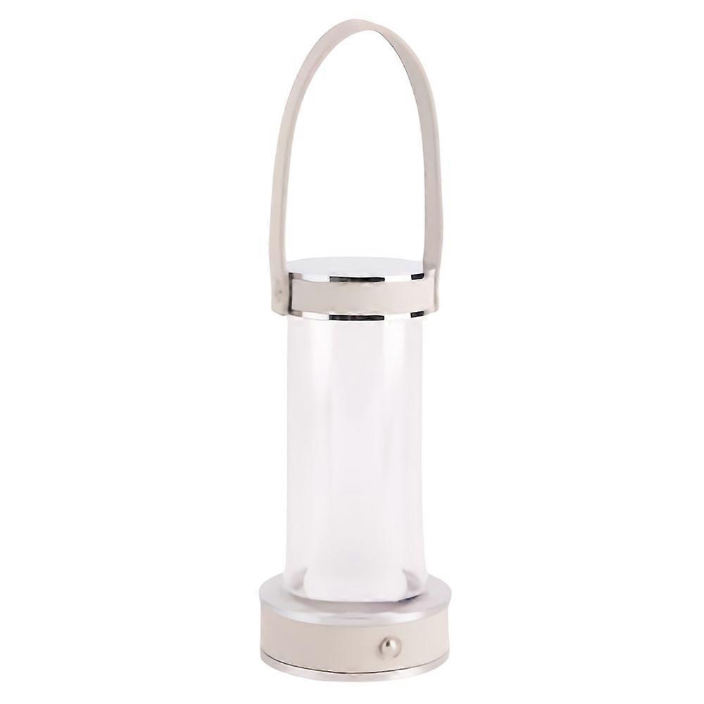 Rechargeable Camping Atmosphere Night Light Creative Leather Handle Touch Bedside Table Light - Beig