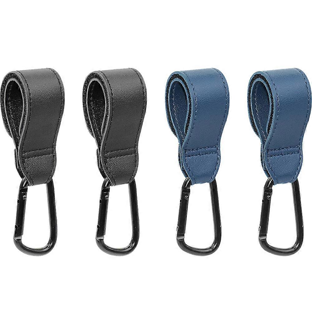 Multipurpose Hooks for Grocery Shopping Bags, Leather-Style Stroller Clips, Universal Baby Essentials for Strollers, Walking Frames, 4 Pack