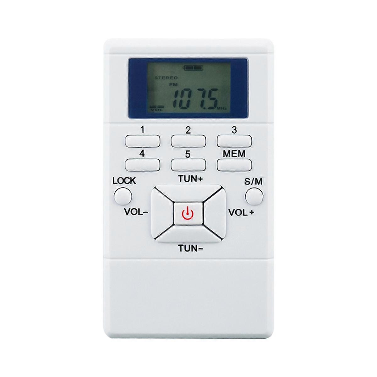 Stereo FM Radio 1.2 inch Digital Clock Receiver Radio Earphone White