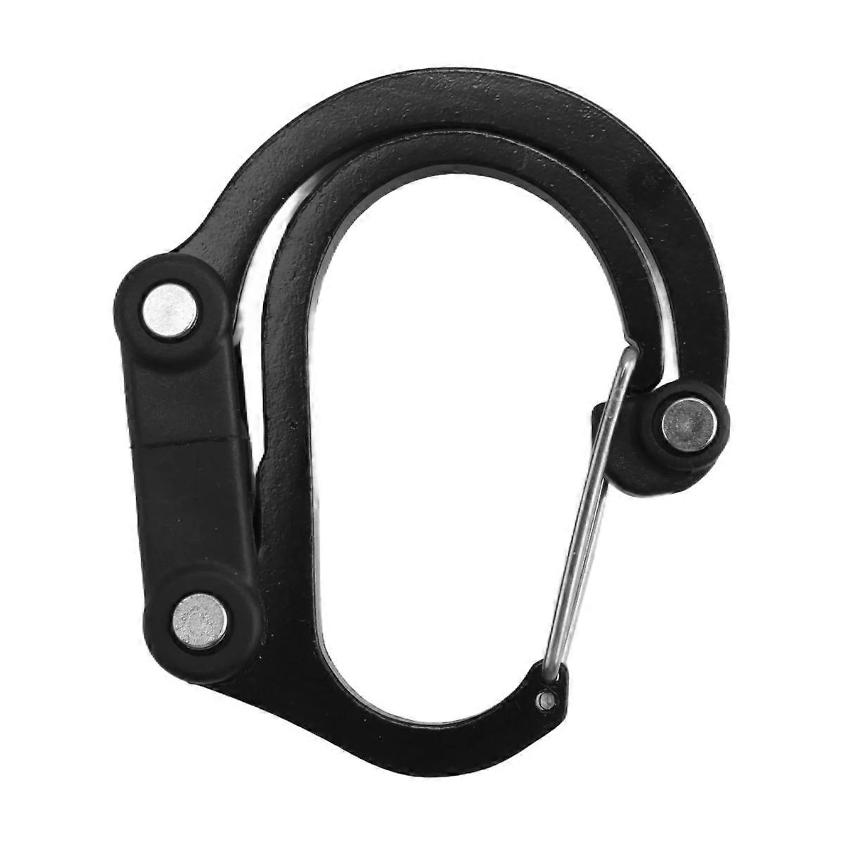 D-Shaped Keychain 360 Rotating Hook for Camping, Hiking, (Black)