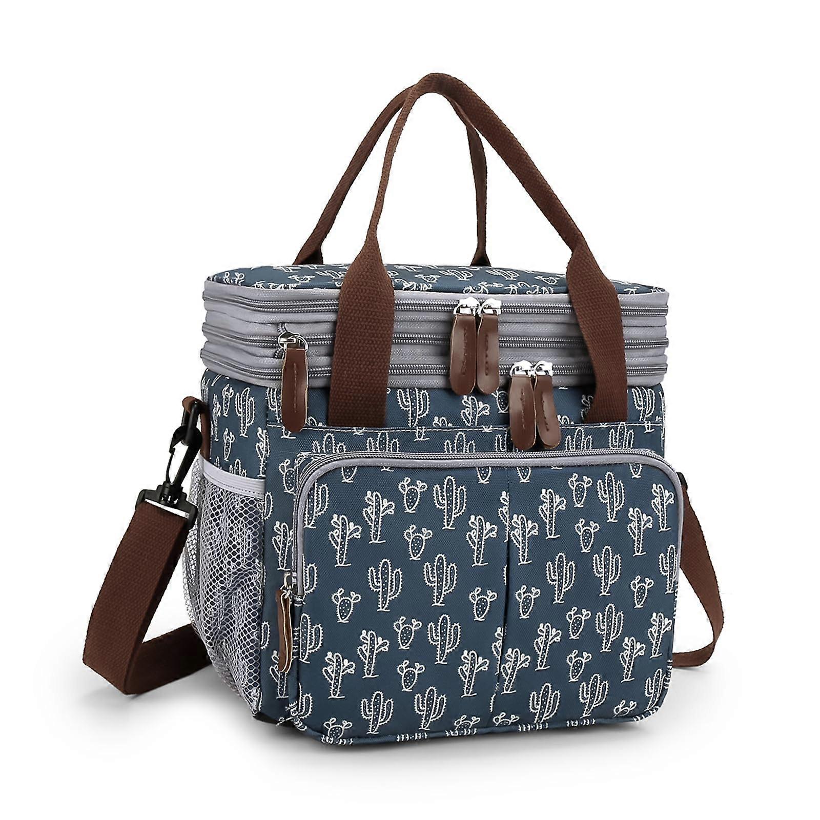 Double Layer Expandable Leakproof Lunch Bag for Lunch Box Cooler Bag Large Size