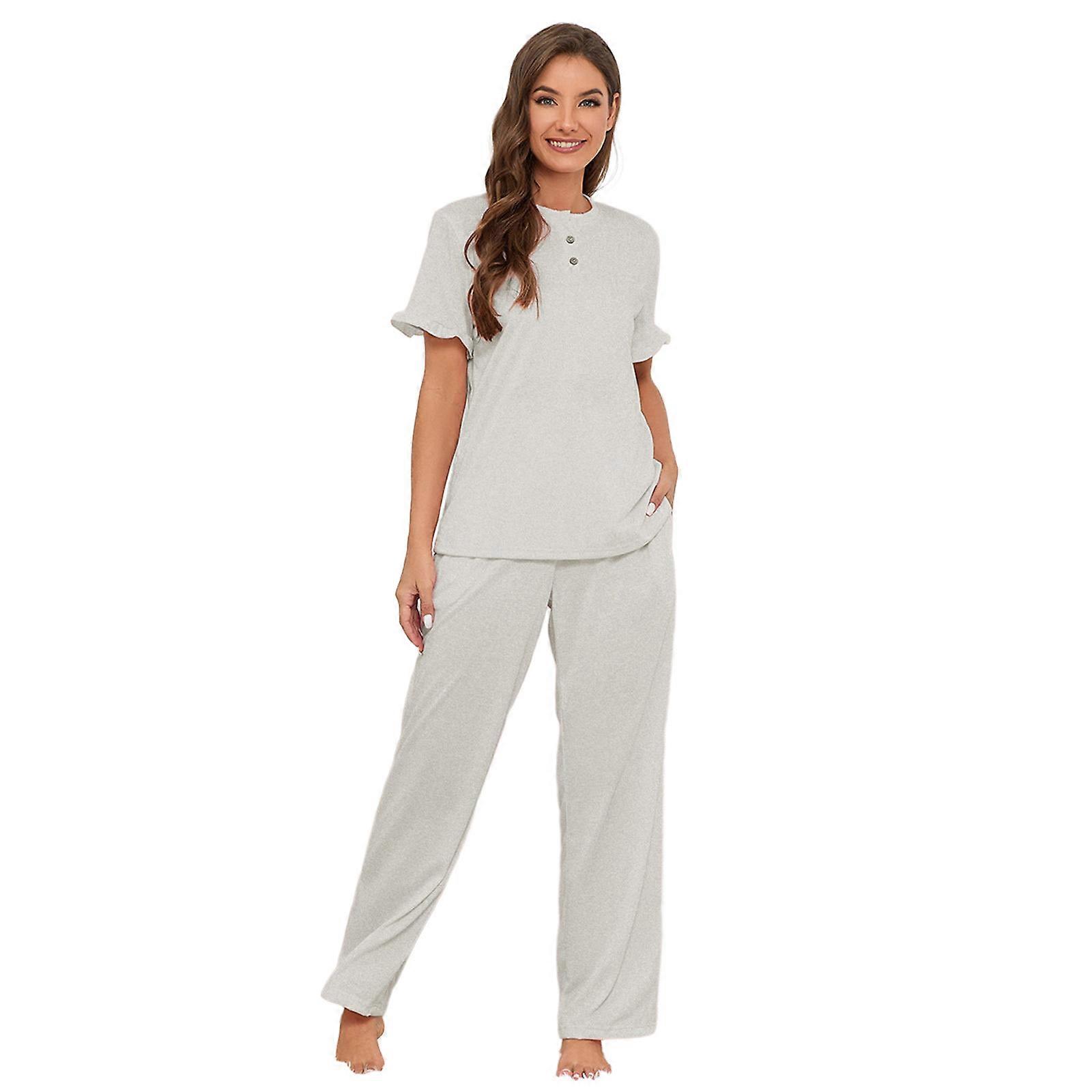 Cotton Pajamas Women's Short Sleeve Sleepwear Soft Shirt Top and