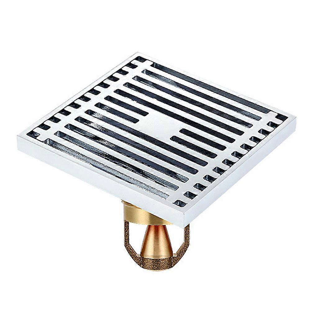 Carré en laiton sol drain couvercle anti-blocage bouchon de drain salle de bain douche attrape-cheveux double couche filtre design argent