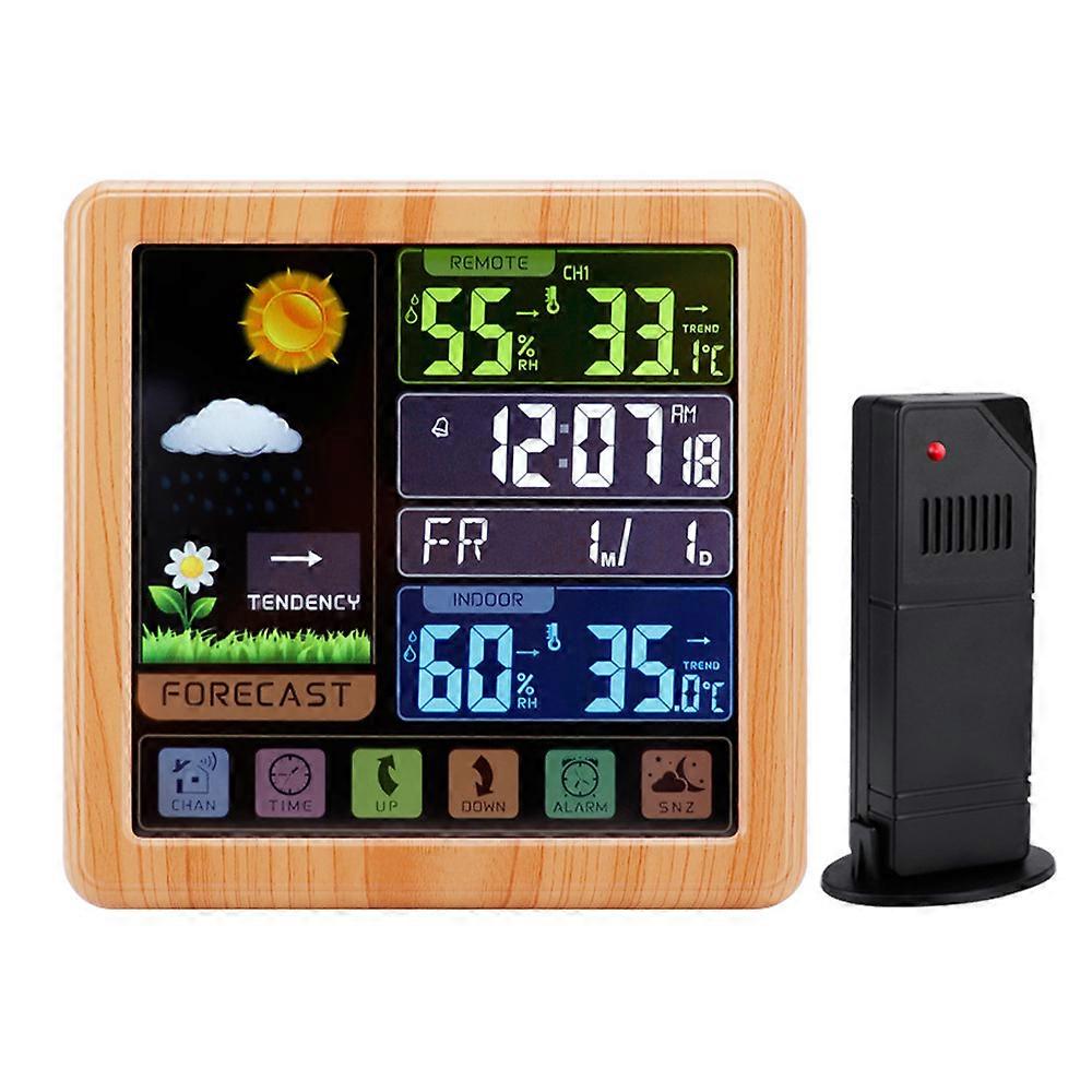 Multi-function touch screen button wireless weather clock creative color screen indoor and outdoor temperature and humidity meter