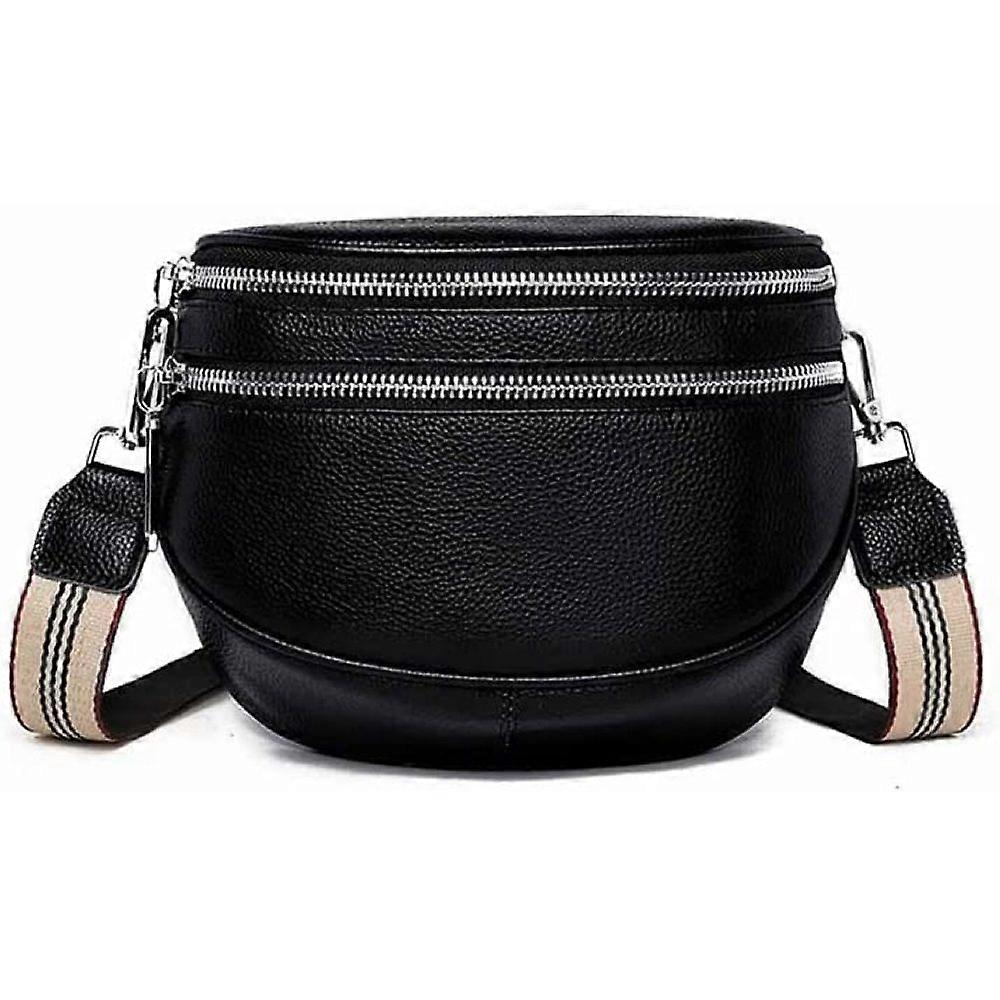 Crossbody Fanny Pack, Leather, Polyester Lining, Adjustable Strap
