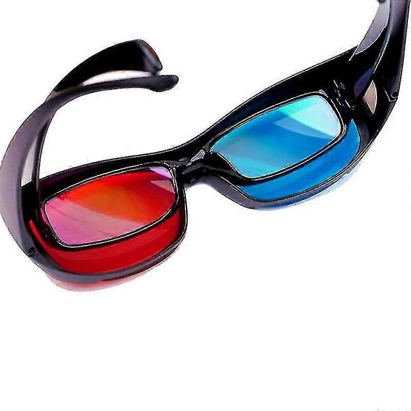 2pieces 3D فيلم لعبة نظارات 3D الأحمر الأزرق نظارات 3D نمط نظارات لألعاب أفلام 3D, نظارات عرض 3D, ضوء تصميم بسيطاللونأسود