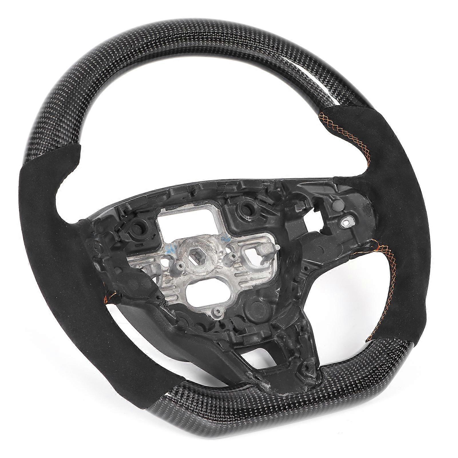 Volant en daim en fibre de carbone Coutures orange Fond plat