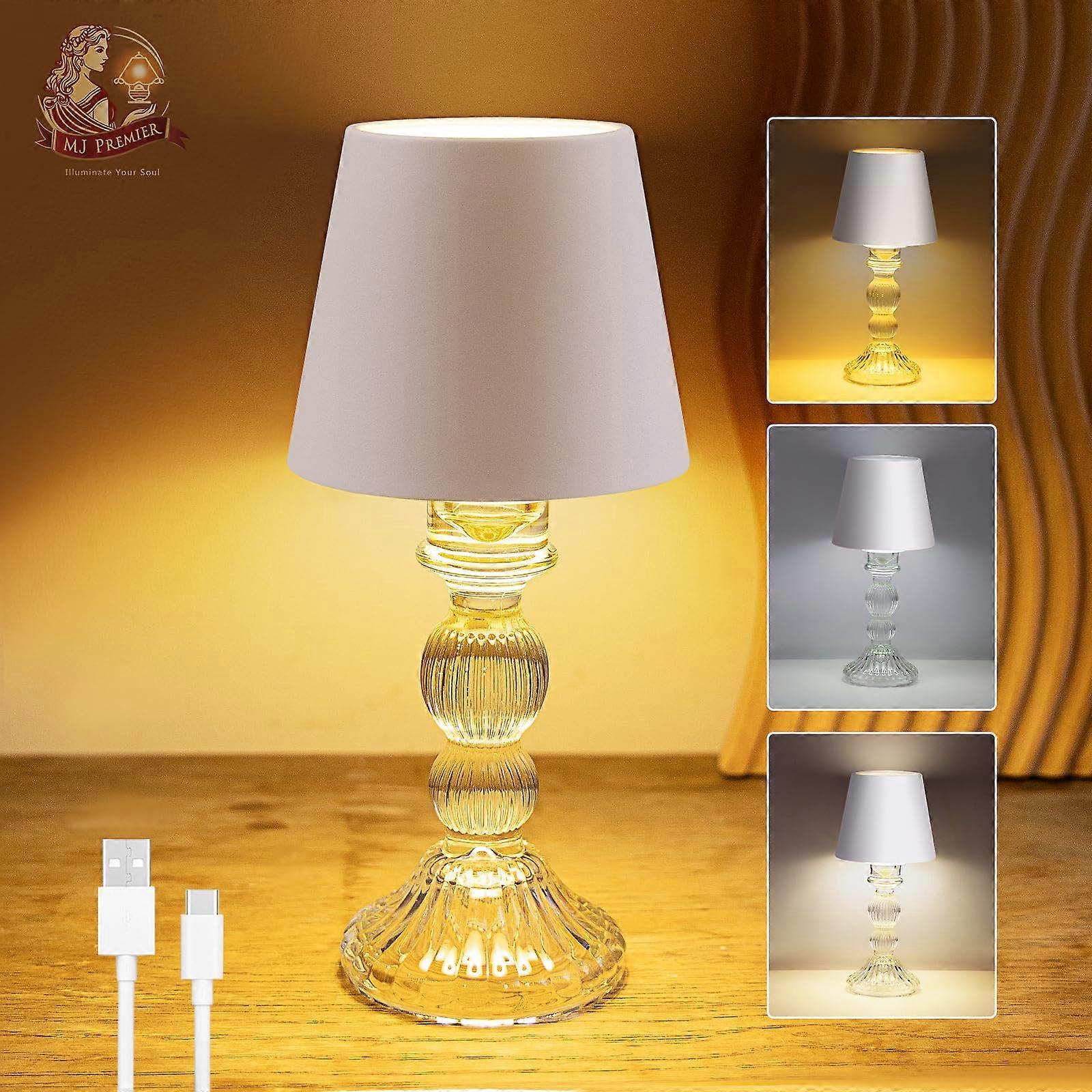 Rechargeable Wireless Table Lamp With Touch Control, Battery Powered, Three Color Options
