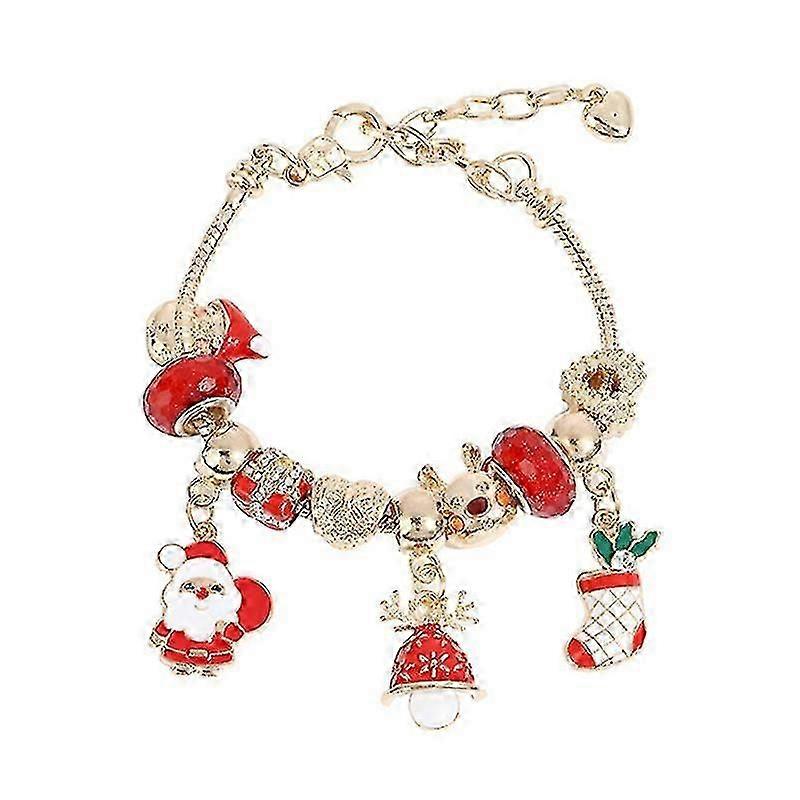 Βραχιόλι γοητείας Χριστουγέννων Santa Claus χάντρες βραχιόλι κράμα σχοινί γυναικών κοσμήματα