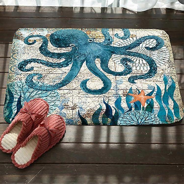 Marine Series Pattern Μπάνιο Τουαλέτα Αντιολισθητικό Mat Φανέλα Απορροφητικό Μαξιλάρι Ποδιών 46x76cm