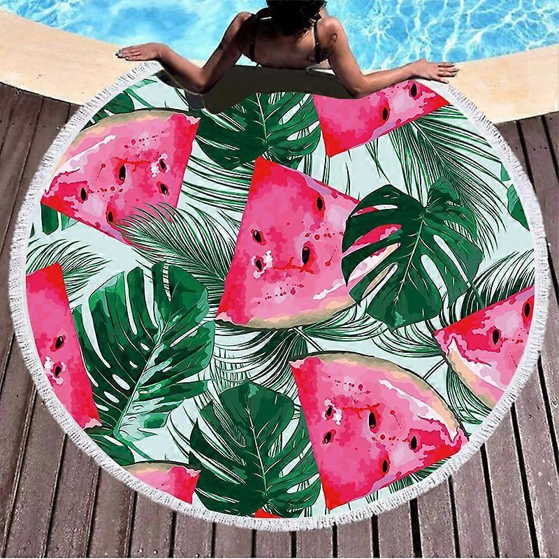 BL004 Microfiber and Fringed Soft Comfortable Circular Print Beach Towel