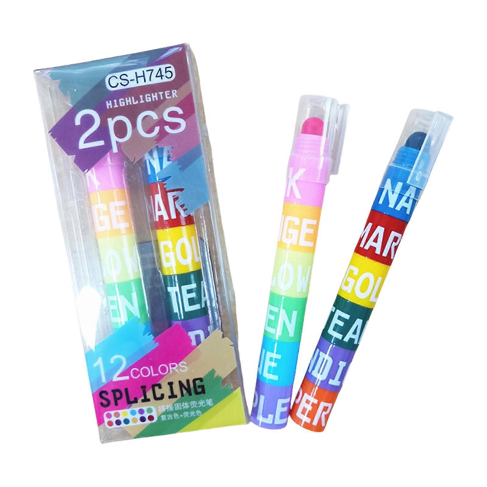 6-Color-in-1 Highlighter Pen for Color Coding Broad Tip Marker Pen for Drawing Sketching Scrapbooking Notebook Journal Note color