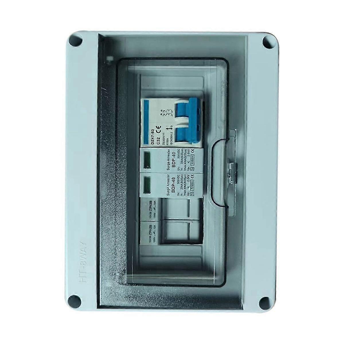 صندوق تجميع الطاقة الشمسية الكهروضوئية الكهروضوئية مع حماية 1 إدخال 1 مخرج DC 500V Fuse MCB SPD مقاوم للماء بو
