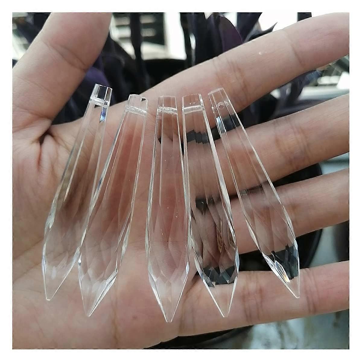 Chandelier Crystal Prisms Pendants 5pcs 63mm Multifaceted Icicle U Drop
