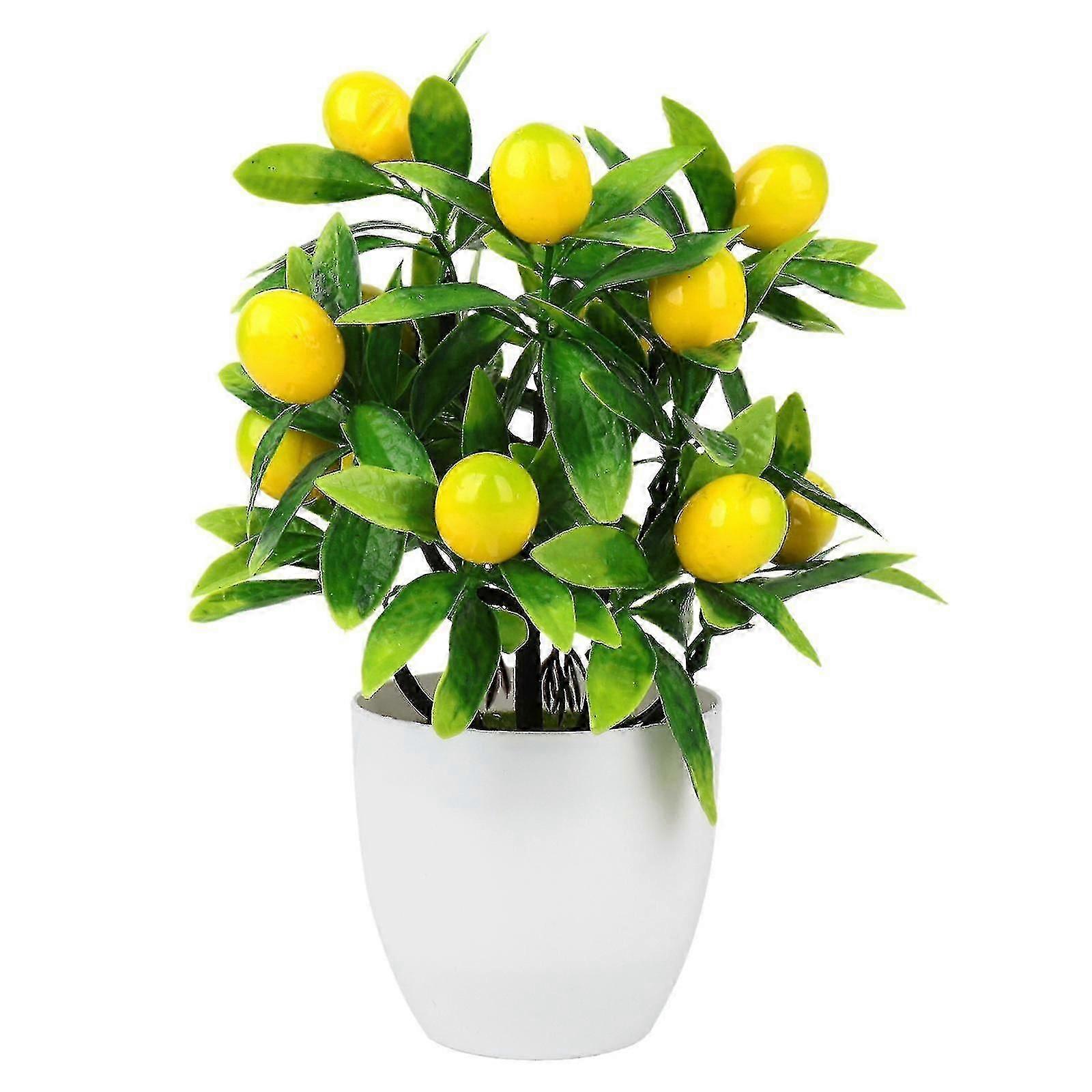 Artificial Lemon Tree Potted Plant for Home & Office Decor - Realistic Fruits with High Quality Plastic Material