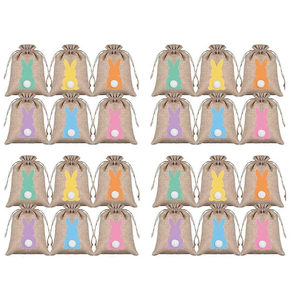 24Pcs Drawstring Gift Bags Easter Burlap Bag Drawstring Gift Bag