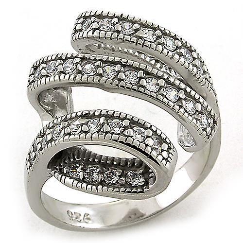 Sterling Silver Ring AAA GRD CZ Clear LOAS1183 for Women Style Rhodium