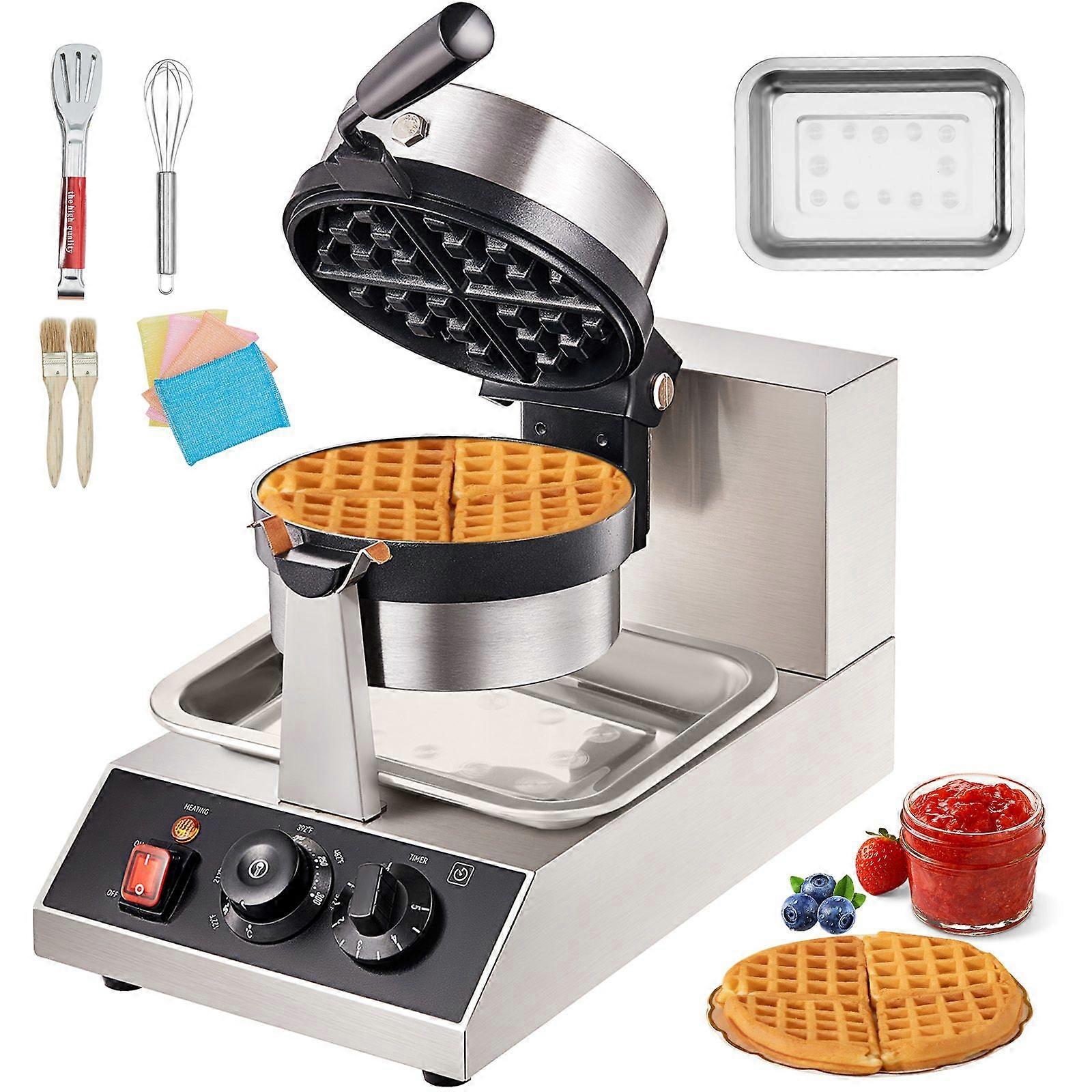Succebuy Macchina per waffle rotonda commerciale 1300W Piastra per waffle antiaderente girevole 220V