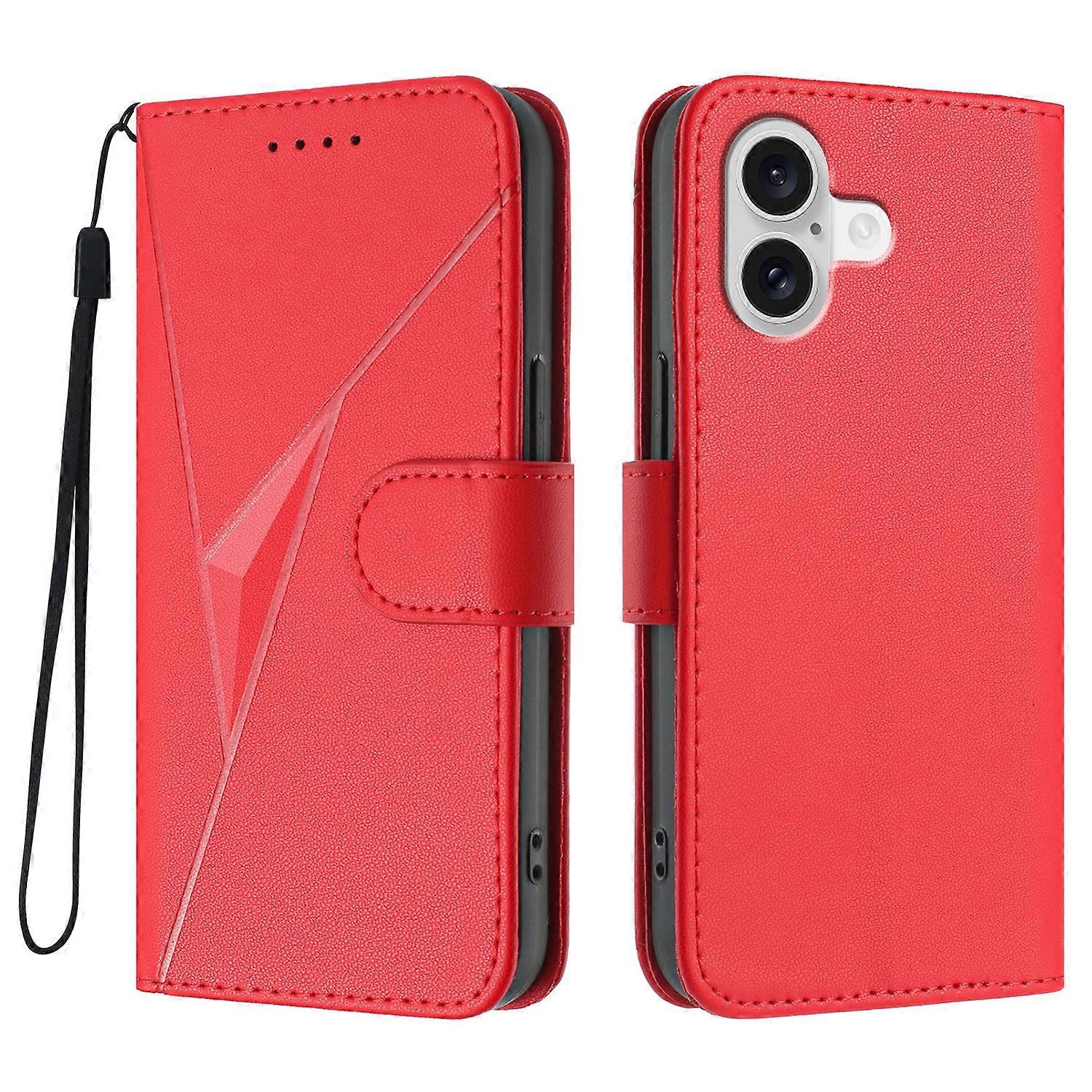 Compatible pour iPhone 17 Coque Triangle Impression Cuir Housse de téléphone avec lanière