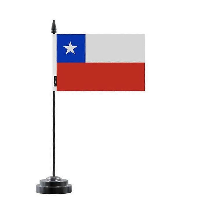 Table Flag - Multicolor - Chile - 14 x 21 cm - Plastic Pole - Double-Sided Print