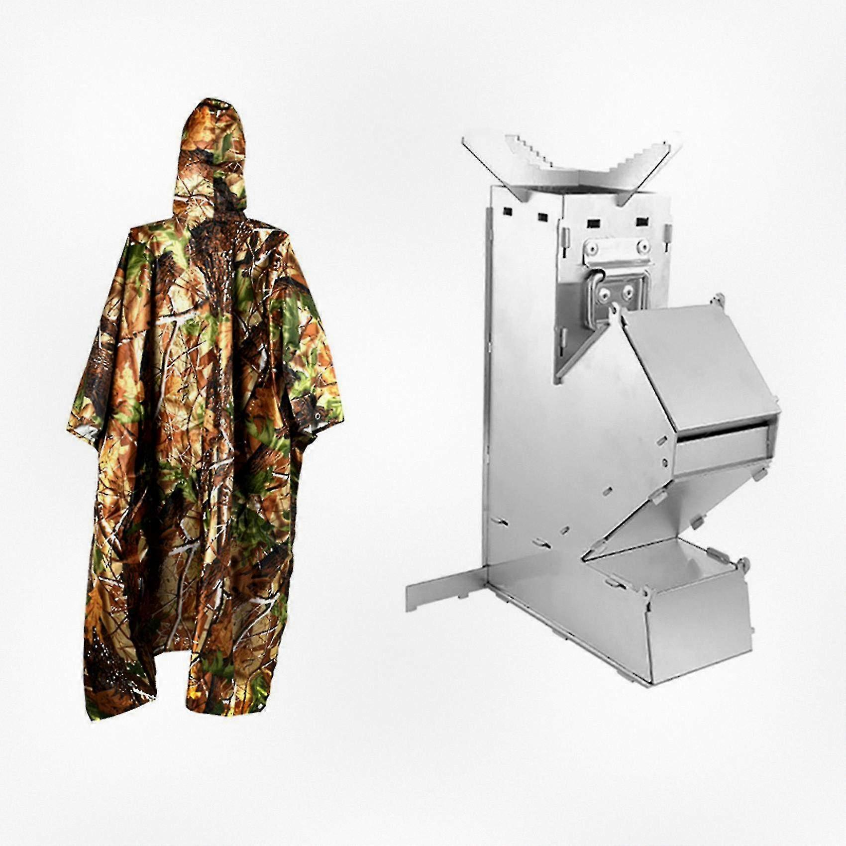 תרמיל מעיל גשם חיצוני רב תכליתי עם קמפינג משולב ותנור עצים